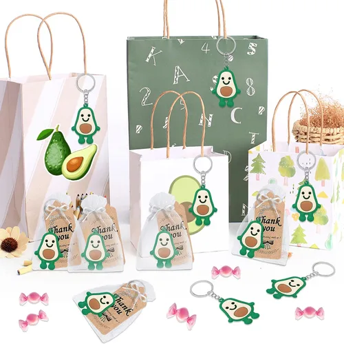 Vista 5 de CiciBear Paquete de 24 llaveros de aguacate para decoración de fiesta para invitados, fiesta temática de frutas, baby shower, fiesta escolar