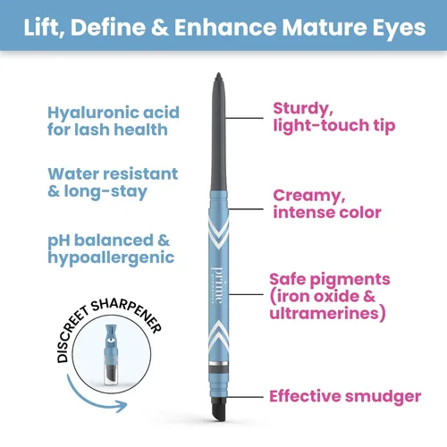 Vista 6 de PRIME PROMETICS PrimeEyes Delineador de Ojos en Gel para Mujeres Maduras – Resistente al Agua, de Larga Duración y a Prueba de Manchas – Textura
