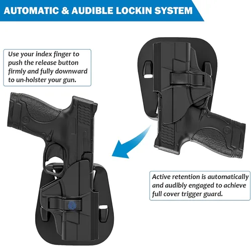 Vista 3 de S&W M&P Shield/Shield Plus OWB Holster, liberación del índice, mano derecha, 0.354 in/.40, barril de 3.1 pulgadas