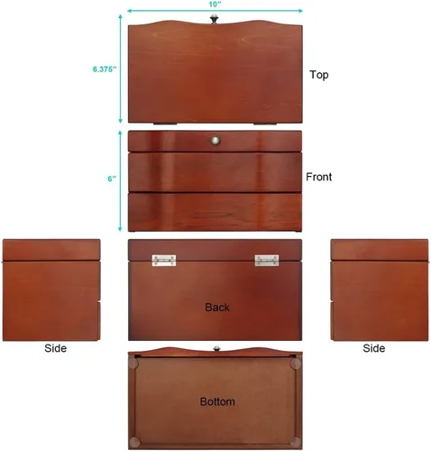 Vista 4 de RR ROUND RICH DESIGN Joyero de madera maciza estructura multicapa almacenamiento combinado con espejo de maquillaje color marrón