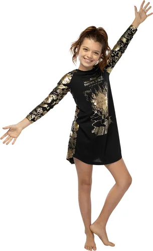 Vista 3 de INTIMO Camisón raglán de Harry Potter Marauders Map para niñas grandes (1012), Negro