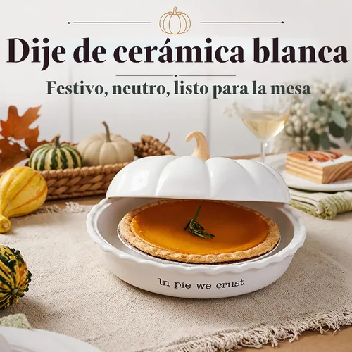 Vista 4 de Mud Pie Plato de pastel de calabaza con tapa, plato de pastel de cerámica
