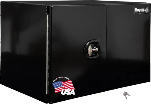 Vista 9 de Buyers Products 1705800 Caja de herramientas para debajo de la carrocería con puerta de granero, 18 x 18 x 24 pulgadas, recubrimiento de polvo