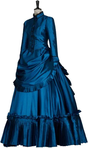 Vista 2 de Disfraz vintage victoriano gótico para cosplay, vestido de baile de la bella del sur de la guerra civil, vestido eduardiano para teatro de Halloween