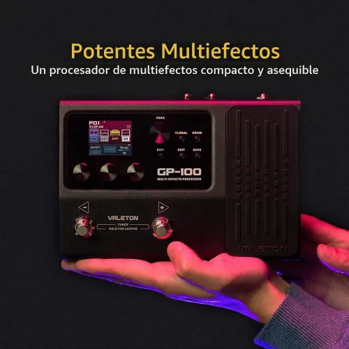 Vista 2 de Valeton Multi-Effects con Pedal de Expresión Guitarra Bajo Amplificador Modelado IR Gabinetes Simulación Multi Idioma Estéreo OTG Interfaz de Audio