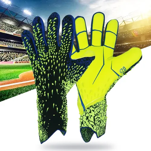 Vista 2 de Guantes de portero de portero para adultos y jóvenes, guantes de portero de fútbol con palma de látex antideslizante en relieve, sin muñeca