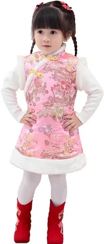 Vista 2 de Hooyi Invierno chino estilo chica vestido algodón sin mangas niños cheongsam bebé niñas Qipao