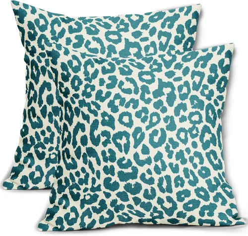 Vista 25 de Juego de 2 fundas de almohada con estampado de leopardo negro de 16 x 16 pulgadas, diseño de animal de guepardo, chinoiserie, fundas de almohada