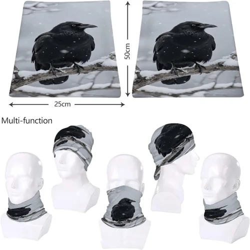 Vista 8 de Neck Gaiter Upf 50 Sun Protection Black Crow Face Mask Cover Moisture Wicking & Quick Dry Neckerchief Seamless Headwear Ski Gaiter Breathable Sports