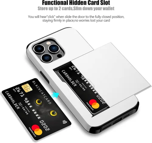 Vista 70 de Nvollnoe - Funda para iPhone 14 con tarjetero [tienda de 5 tarjetas] Negro - Almacenamiento más grande