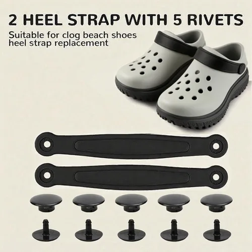 Vista 5 de Piezas de repuesto para correa de cocodrilo para hombres y mujeres, correas de repuesto duraderas para zuecos Croc con soporte integrado y remaches