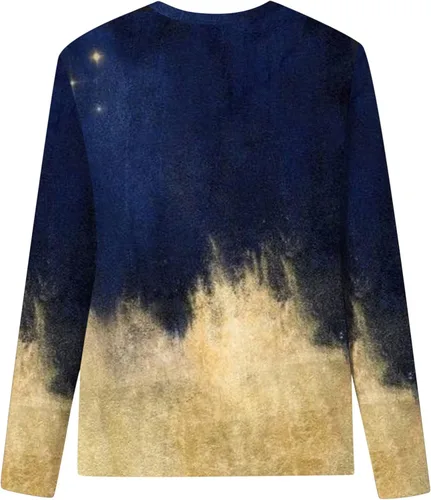 Vista 5 de Camisetas para mujer, cuello redondo, Henely, tops de manga larga, camisas negras blanqueadas, blusa, suéter de moda