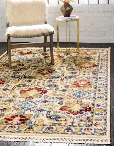 Vista 15 de Unique Loom District Collection - Alfombra geométrica de granja, rústica, con bordes, (4 pies x 6 pies, rectangular, azul/beige)