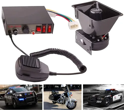 Vista 14 de Kit de sistema de altavoces de sirena de policía PA, sirena de advertencia de emergencia 12V 200W 125-145dB con control remoto con micrófono de mano