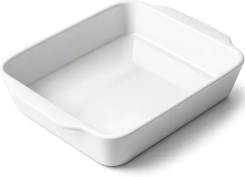Vista 18 de HOMBENE - Cacerola blanca de 1.2 cuartos de galón, bandeja para lasaña para horno, utensilios para hornear, pequeña fuente de cerámica para hornear