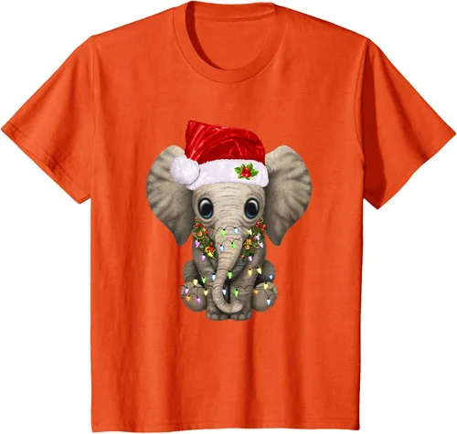 Vista 29 de Lindo elefante de Navidad luz divertido elefante amante de Navidad regalo camiseta Negro