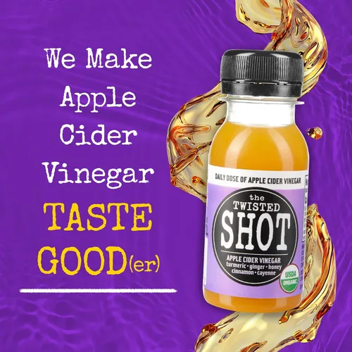 Vista 2 de The Twisted Shot - Disparos de bienestar de vinagre de sidra de manzana orgánico con jengibre, cúrcuma, miel, canela y cayena, apoyo