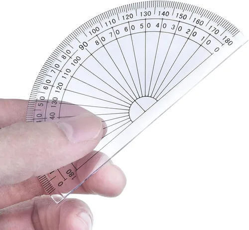 Vista 4 de Outus Transportador de plástico para medición de ángulo, matemáticas, 180 grados, 4 pulgadas, transparente, paquete de 10