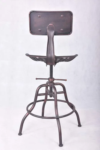 Vista 5 de Silla de respaldo ajustable de metal de diseño industrial Silla Tractor Vintage Taburete de bar (cobre)