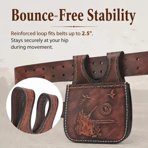 Vista 3 de TOURBON - Funda de piel para escopeta para tiro de arcilla, trampa y skeet Holds 25+ Shells, Fits 2-Inch Belts, Quick Access Open-Top Design, Side