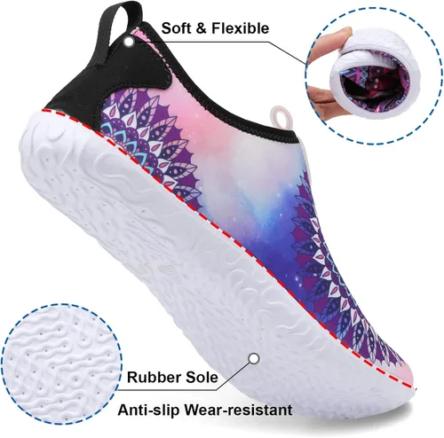 Vista 5 de Fires Zapatos de agua para mujeres y hombres, de secado rápido, calcetines de agua descalzos, transpirables, para senderismo, natación, playa, surf