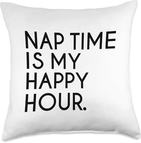 Vista 5 de Nappers Unite 600 Time is My Happy Hour Funny Naps Napper - Almohada de regalo, 16 x 16 pulgadas, multicolor