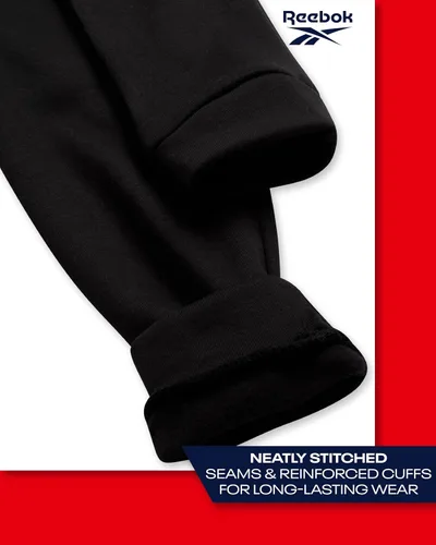 Vista 4 de Reebok Pantalones deportivos para niños, paquete de 2 pantalones deportivos de forro polar de rendimiento con bolsillos para correr y entrenar