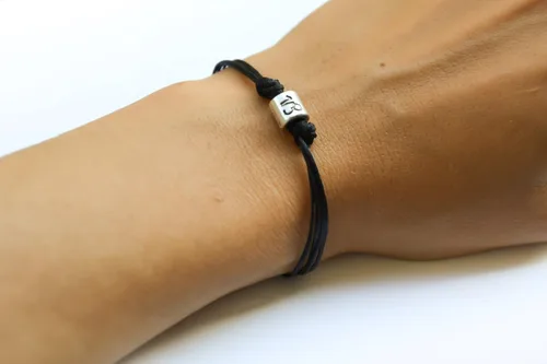 Vista 4 de Zodiac signs bracelet, Capricorn sign, black cord with silver sign charm, black cords, astrology bracelet, horoscope, spiritual jewelry