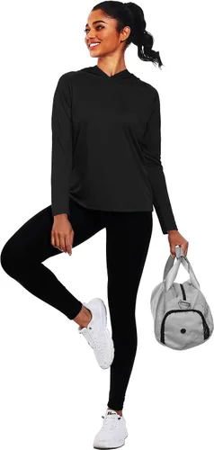 Vista 7 de NELEUS - Camisetas de protección solar para mujer, para correr, atléticas, con capucha, para el entrenamiento