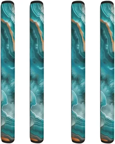 Vista 40 de Coldinair Fundas protectoras antideslizantes para manijas de puerta de refrigerador con estampado de mármol aguamarina, asas de decoración