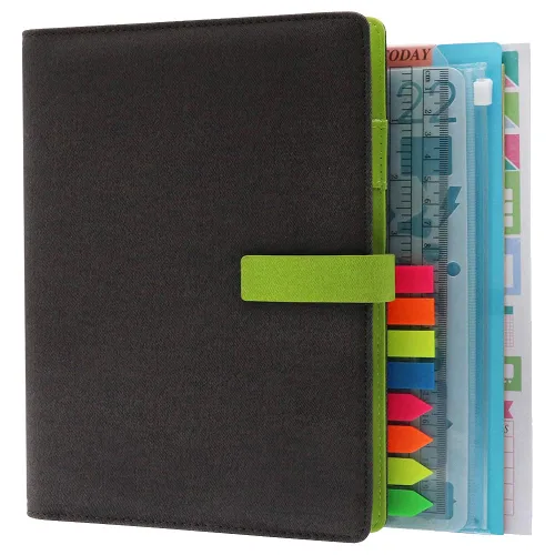 Vista 24 de HXRTANGS A5 Refillable Notebook, Ring Binder Journal Personal Organizer with Lined Paper + Planner Stickers + Subject Dividers + Index Tabs +