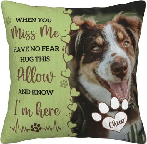 Vista 15 de Almohada Decorativa Conmemorativa Personalizada para Mascotas con Foto, Regalo de Condolencias por Pérdida de Perro/Gato, Regalos de Recuerdo