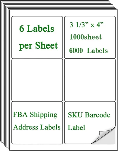 Vista 7 de 2" x 4" Shipping Labels, Printable White Sticker Labels for Laser/Inkjet Printer Mailing Labels 8.5"*11" US Letter-White, 10 per Sheet Total 1000