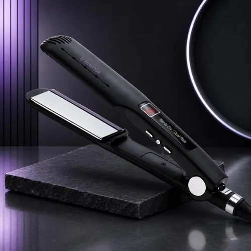 Vista 2 de Trissola Plancha plana profesional Plancha de cerámica profesional para el cabello, herramienta de peinado de calor rápido, brillo suave