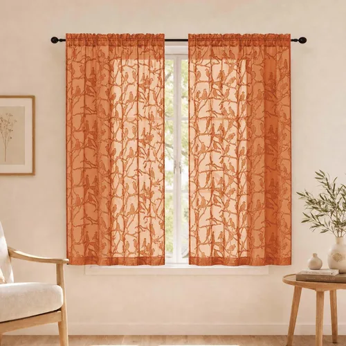 Vista 51 de OVZME Anji Clip Voile Sheer Tiers RD 2X30X36 Negro