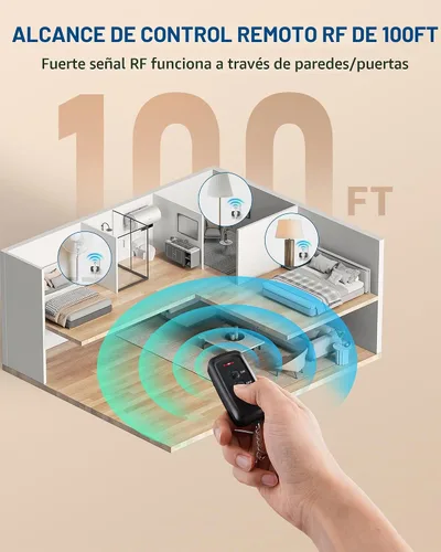 Vista 4 de DEWENWILS Toma de corriente con control remoto para interiores, interruptor de luz remoto inalámbrico para luces de Navidad, interruptor de toma