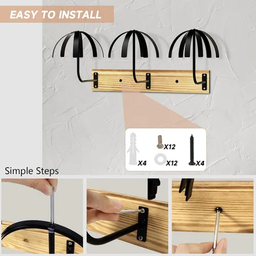 Vista 5 de Yumkfoi Soporte de peluca colgante para múltiples pelucas, 6 piezas de soporte para colgar pelucas montado en la pared, organizador
