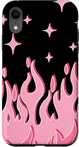 Vista 25 de Lindo patrón de llama rosa Grafitti Flames Pastel Goth Case para iPhone 17