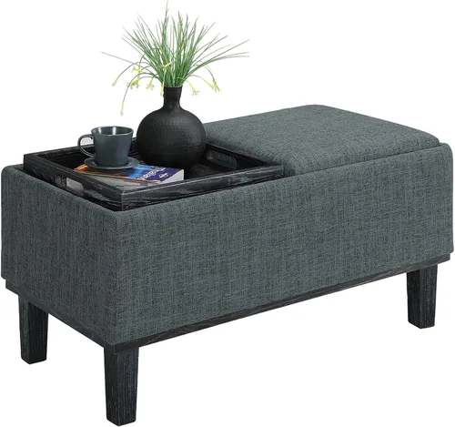 Vista 4 de Convenience Concepts Designs4Comfort Brentwood - Otomana de almacenamiento, tela gris