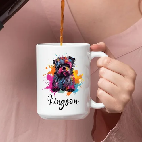 Vista 6 de Affenpinscher - Taza de café con nombre personalizado, regalo para perro, papá, perro, mamá, taza de cerámica blanca personalizada Affenpinscher
