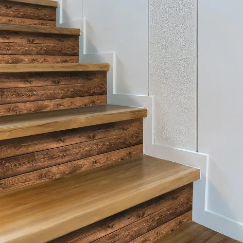 Vista 10 de funlife 3 tiras de calcomanías de vinilo autoadhesivas para escaleras, murales para escaleras, 39.37 x 7.09 pulgadas, gris ceniza Madera gris ceniza