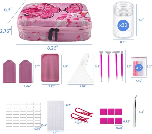 Vista 3 de Contenedores de almacenamiento de pintura de diamantes, 30 ranuras para accesorios de pintura de diamantes y herramientas para estuche organizador