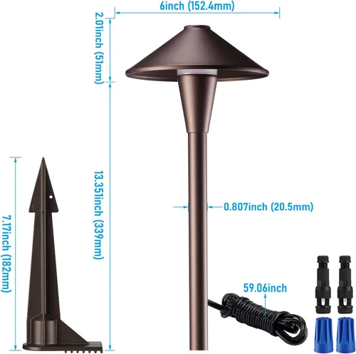 Vista 9 de LEONLITE Update 5CCT Luces de Sendero de Bajo Voltaje, Luces LED para Sendero de Paisajismo, 1800/2700/3000/4000/5000K, Cabezal de Cono Plano