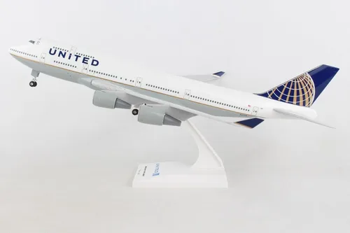 Vista 3 de Kit de Modelo Avión Daron Skymarks United 747-400 Post Co Merge con Engranaje (Escala 1/200), Blanco