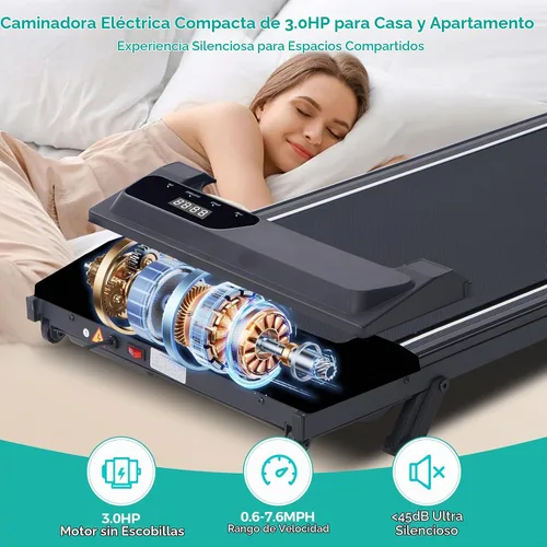 Vista 3 de Mini caminadora portátil con inclinación para el hogar pequeño