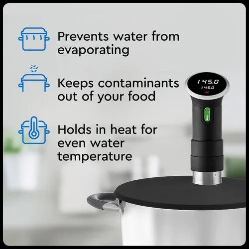 Vista 3 de IMPRESA Sous Vide - Tapa de silicona para ollas de hasta 10.5 pulgadas, color negro, control de temperatura de precisión compatible con olla