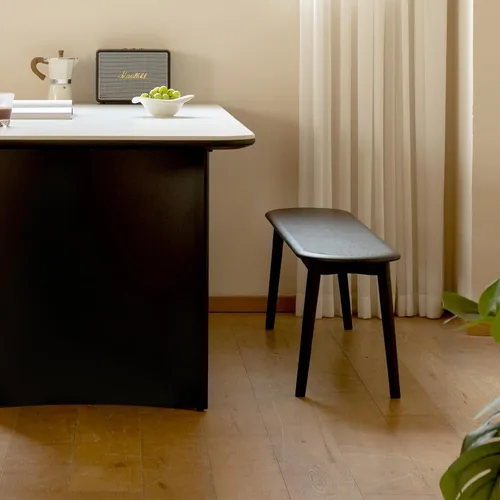 Vista 3 de Banco de comedor 100% roble macizo, banco de madera para el extremo de la cama con esquinas redondeadas, bancos de entrada para entrada, pasillo