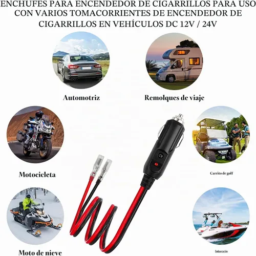 Vista 5 de Yourkar Enchufe macho para encendedor de cigarrillos con fusible, cable de enchufe de encendedor de cigarrillos de 12 V con cables, adaptador de 1