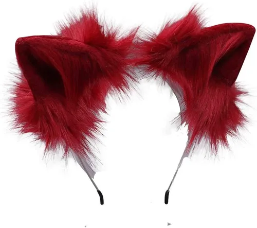 Vista 10 de VIGVAN KYC Orejas de animales Kawaii de peluche con orejas de gato para el cabello, tocado para Halloween o cosplay