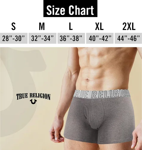 Vista 6 de True Religion Calzoncillos tipo bóxer de algodón elástico para hombre, paquete de 4